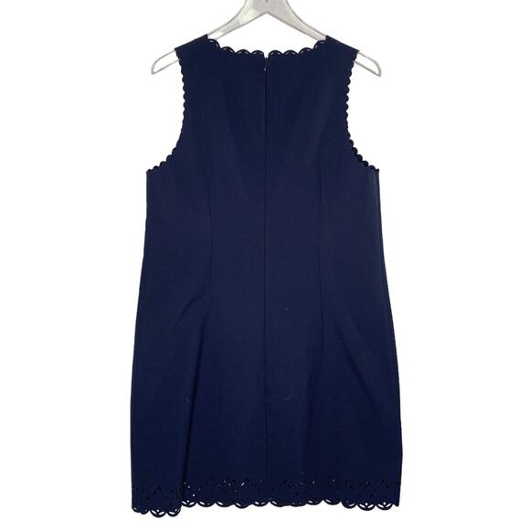 J Crew 14 Womens Navy Laser Cut Floral Dress Mini Sleeveless Classic Shift - Picture 2 of 9